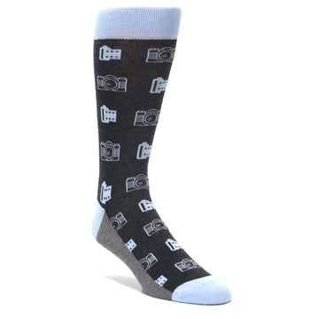 Blue Gray Photography Film Cameras Men's Dress Socks