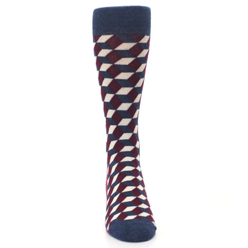 Burgundy Navy Beeline Optical Men's Dress Socks