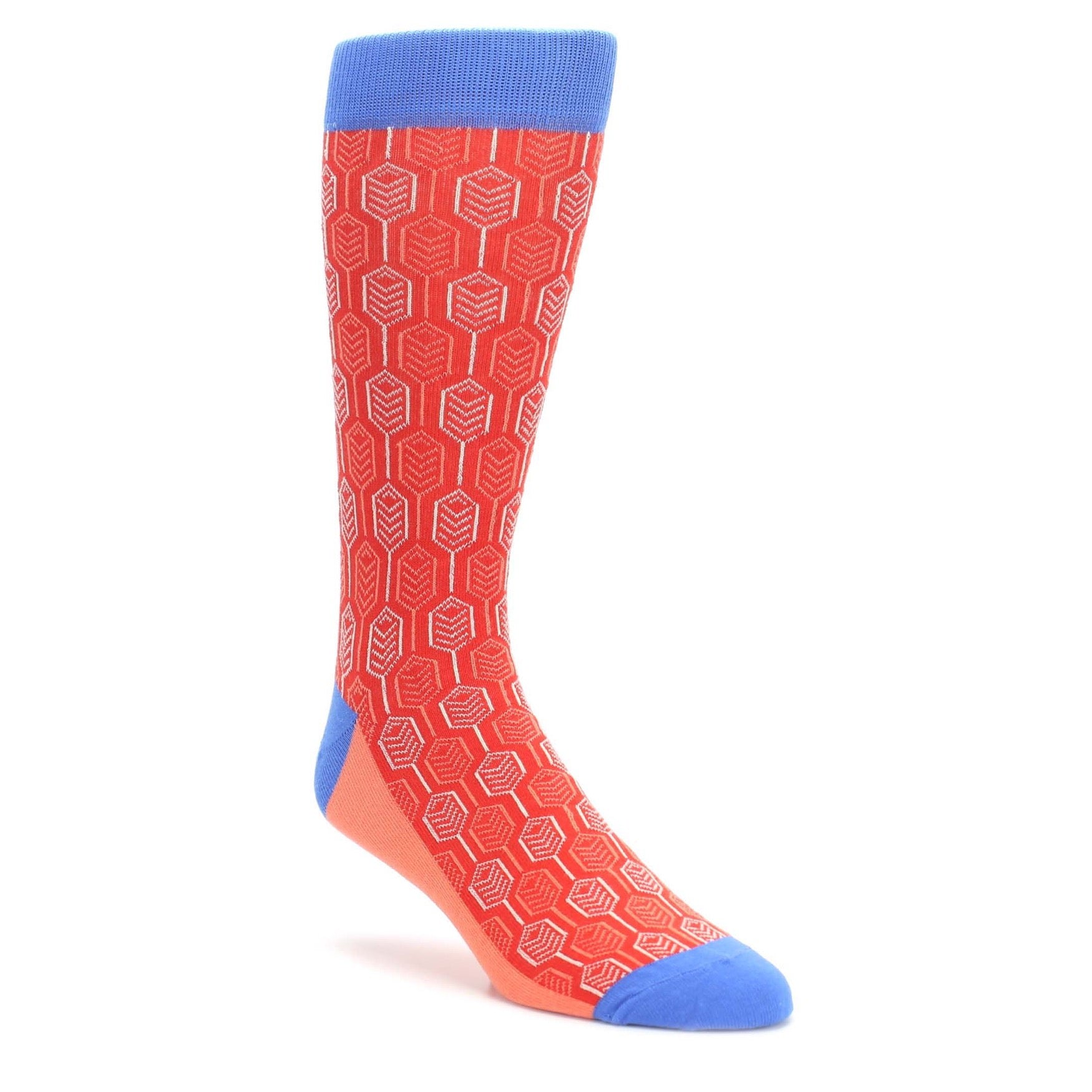 Persimmon Red Blue Feather Optics Men's Dress Socks Persimmon Red Blue Feather Optics Men's Dress Socks