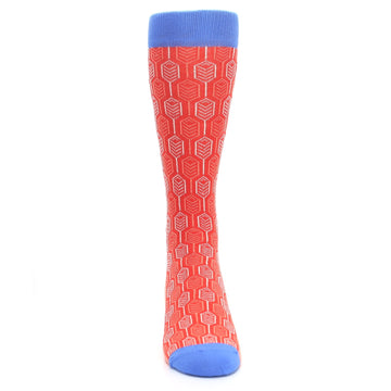 Persimmon Red Blue Feather Optics Men's Dress Socks