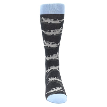 Gray Land the Plane Airplane Men's Dress Socks