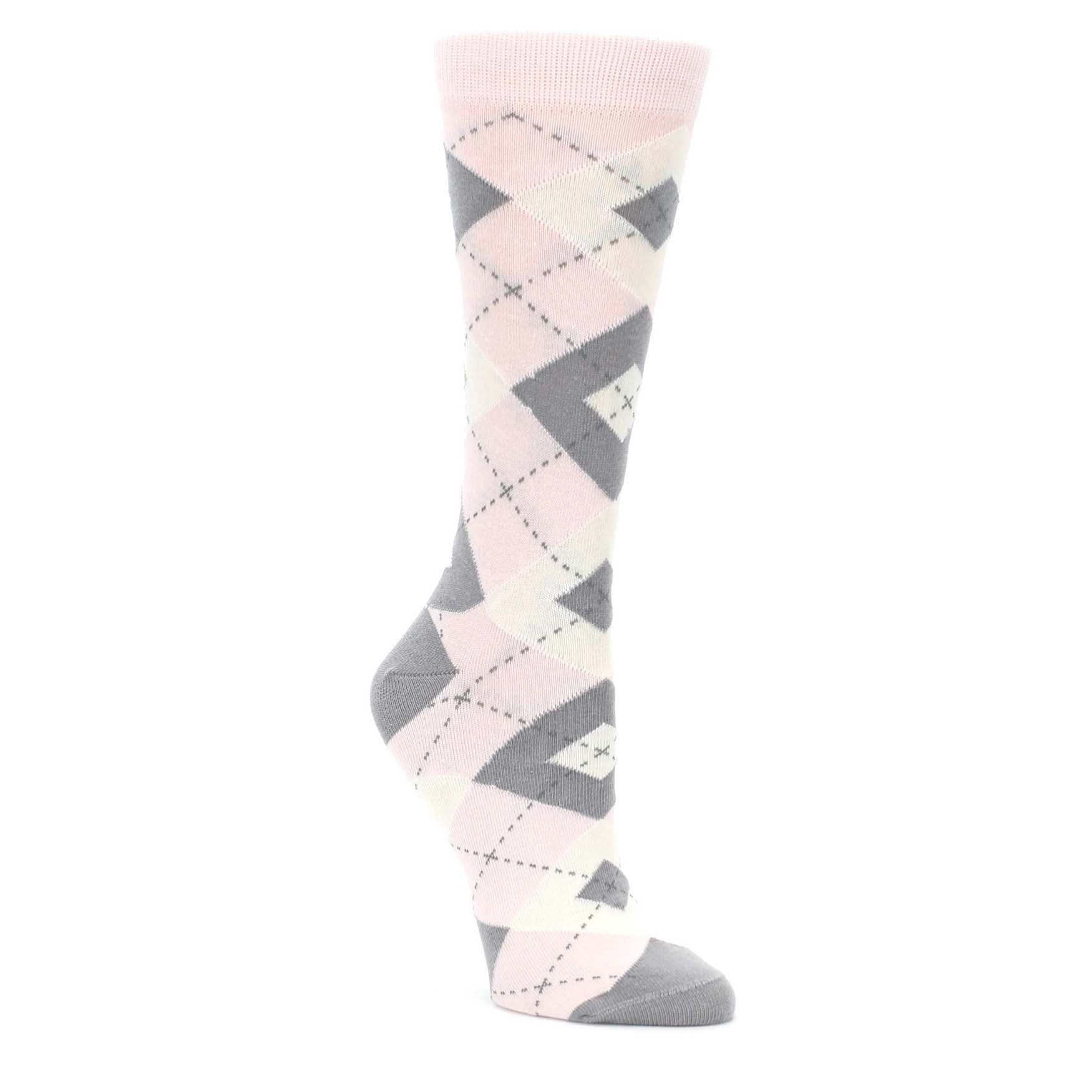 Blush Light Pink Gray Argyle Women's Dress Socks Blush Light Pink Gray Argyle Women's Dress Socks