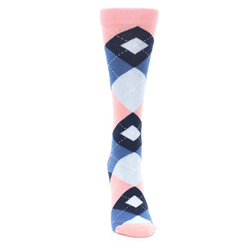 Pink Blue Argyle Women's Dress Socks