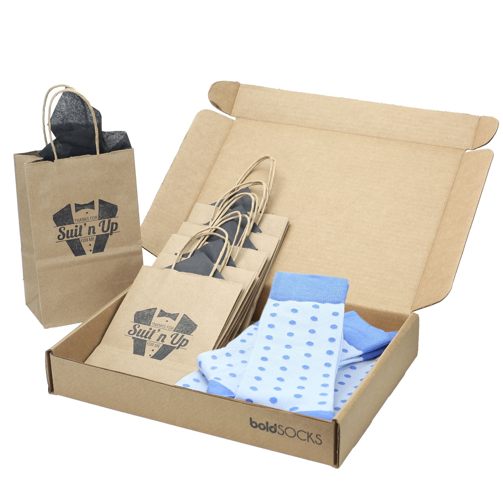 Groomsmen Gift Set Ice Blue Cornflower Polka Dot Men's Dress Socks 4 Pair Kit