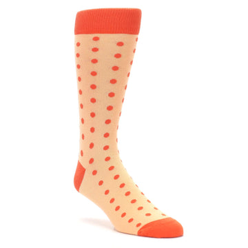 Peach Papaya Polka Dot Groomsmen Wedding Men’s Dress Socks