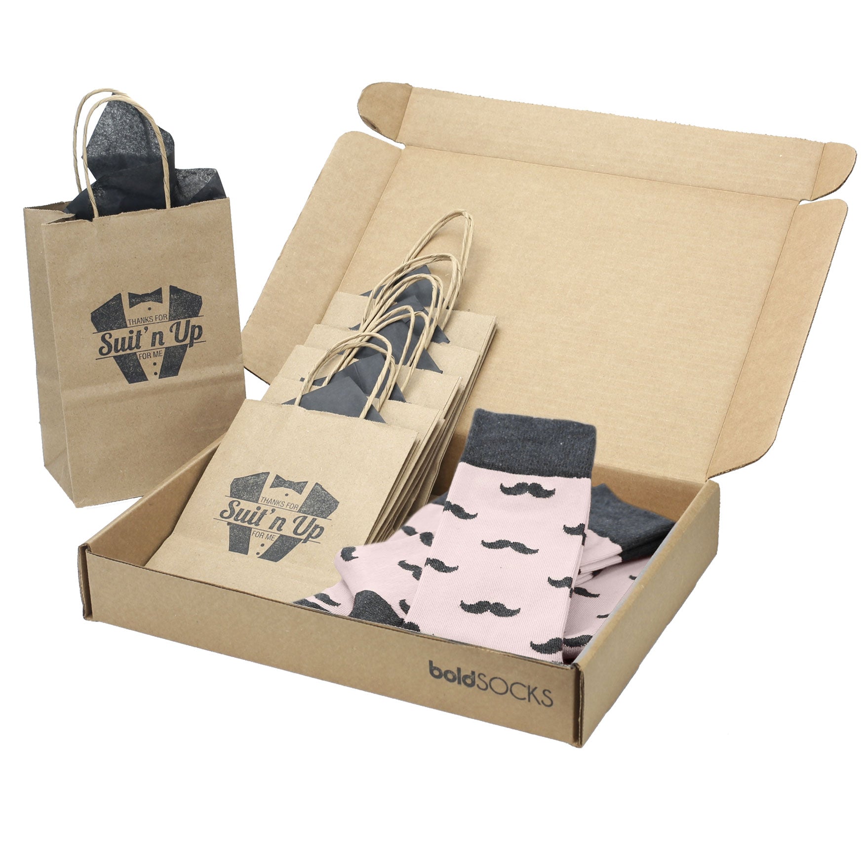 dress socks near me Customizable Groomsmen Gift Set Petal Pink Gray Mustache Men's Dress Socks 8 Pair Kit