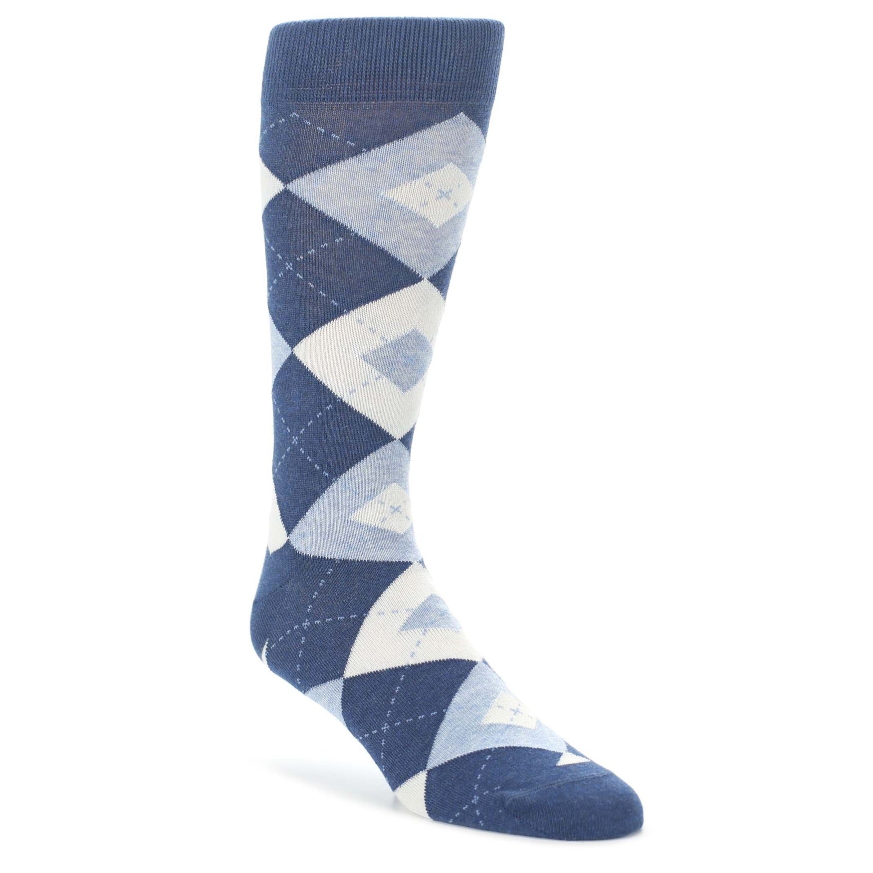 Heathered Navy Argyle Mens Dress Socks U.S. Men's Shoe Sizes 13-16