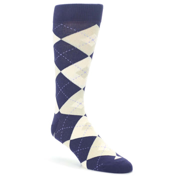 Lapis Purple Champagne Argyle Men's Dress Socks