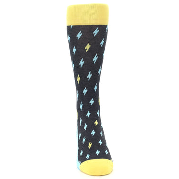 Yellow Blue Lightning Bolts Men's Dress Socks