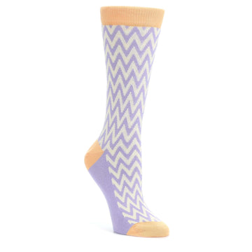 Purple-Cream-Chevron-Jacquard-Womens-Dress-Socks-Statement-Sockwear