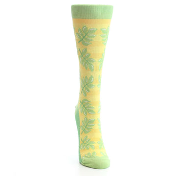 Yellow Green Palm Branches Women's Dress Socks