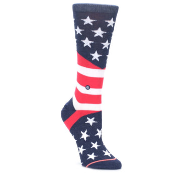 MEDIUM-Pink-Blue-White-American-Flag-Womens-Casual-Sock-STANCE