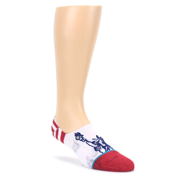 White Blue Red Lady Liberty Socks - Men's No Show Socks