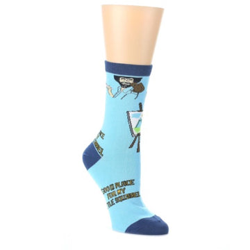 Blue Little Squirrel Bob Ross Socks - Women's Novelty Socks