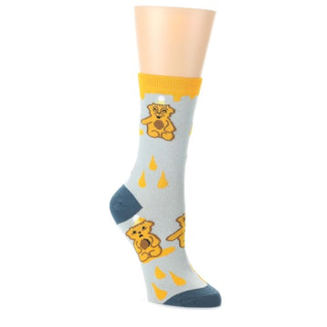 Slate-Gold-Honey-Bear-Womens-Dress-Socks-Oooh-Yeah-Socks