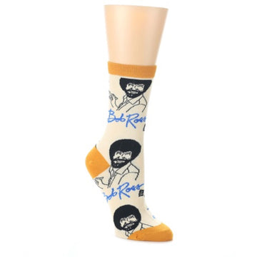 Tan-Gold-Bob-Ross-Signature-Womens-Dress-Socks-Oooh-Yeah-Socks