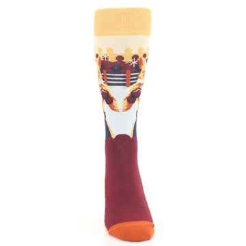 Orange Maroon Boxing Fox Men's Dress Socks