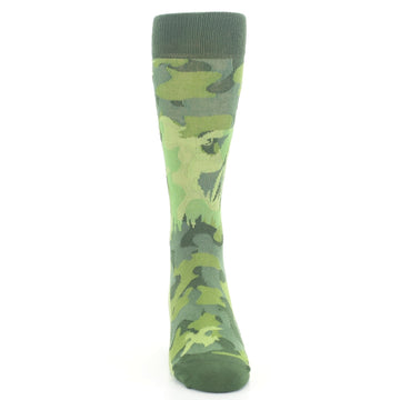 Green Camo Duck Hunting Socks - Men's Novelty Dress Socks