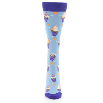 Light Blue Purple Cupcakes Women's Dress Socks