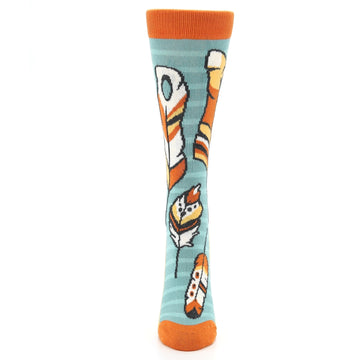 Teal Red Feathers Women's Dress Socks