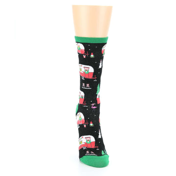 Black Red Green Christmas Camping Women's Dress Socks