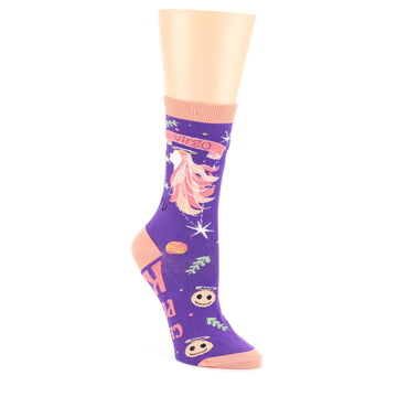 Purple Peach Virgo Zodiac Sign Socks - Women's Novelty Socks