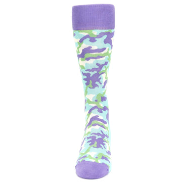 Teal Purple Camo Socks - Men's Dress Socks
