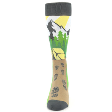 Green Brown Mountain Camping Socks - Men's Dress Socks