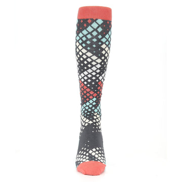 Teal Red Fading Squares Socks - Men's Over-the-Calf Socks