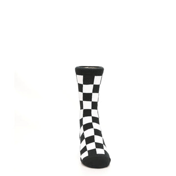 Black White Checkered Junior Groomsmen Kid's Dress Socks