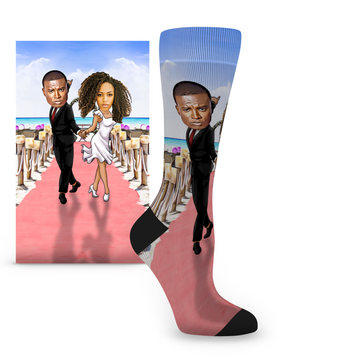 Custom Face Bride & Groom Announcement Salsa Dance - Women's Custom Socks