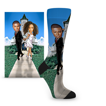 Custom Face Bride & Groom First Moment Salsa Dance - Women's Custom Socks