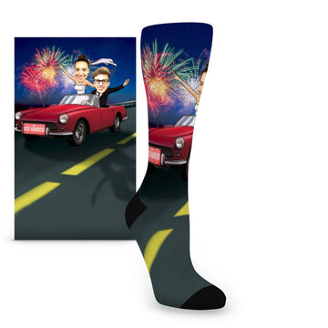 Custom Face Bride & Groom Just Married – Women’s Custom Socks