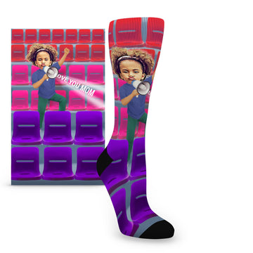 Custom Face Best Parents/Grandparents Older Child Megaphone - Women’s Custom Socks