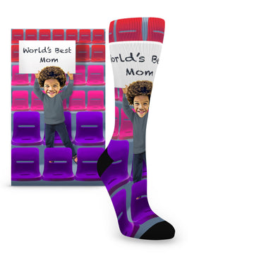 Custom Face Best Parents/Grandparents Older Child Holding Sign - Women’s Custom Socks