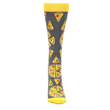 Gray Yellow Pizza - USA Made- Women's Dress Socks