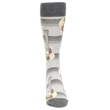 Gray Guitar Socks - USA Made - Men's Novelty Socks
