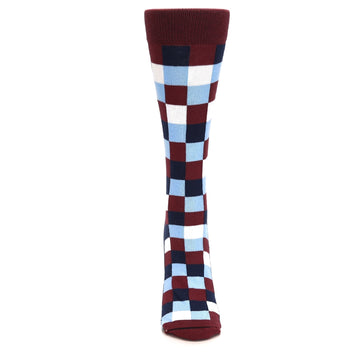 Burgundy Navy Checker - USA Made - Women's Novelty Socks