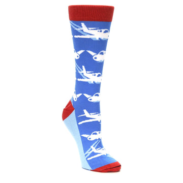 Blue Land the Plane - USA Made - Women's Novelty Socks