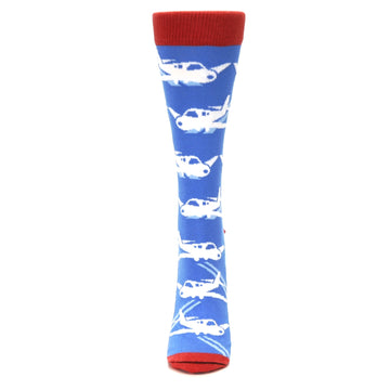 Blue Land the Plane - USA Made - Women's Novelty Socks