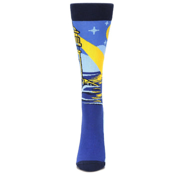 Blue Beach Lighthouse on Pier Women's Dress Socks