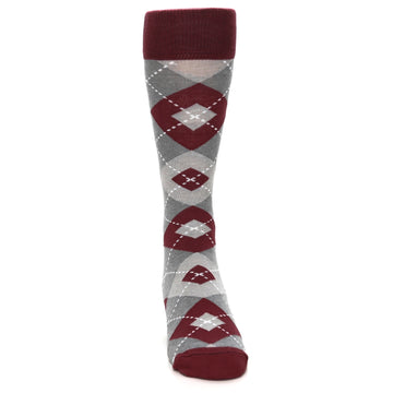 Burgundy Gray Argyle- USA Made- Men's Dress Socks