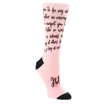 Blossom Pink Sweet Sentiment Custom Note Socks With Initials - Women's Custom Socks