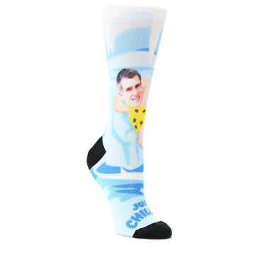 Just Chillin' Caveman Custom Face Socks - Women's Custom Socks