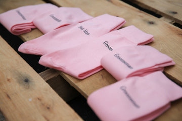 Solid Blossom Pink Customized Text Groomsmen Dress Socks