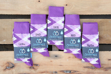 Purple Bouquet Argyle Customized Text Groomsmen Dress Socks