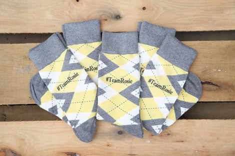 Sunbeam Yellow and Gray Argyle Customized Monogram Groomsmen Dress Socks