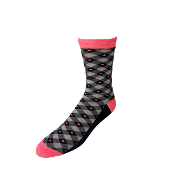 Pink, Grey Diamond Bamboo Socks