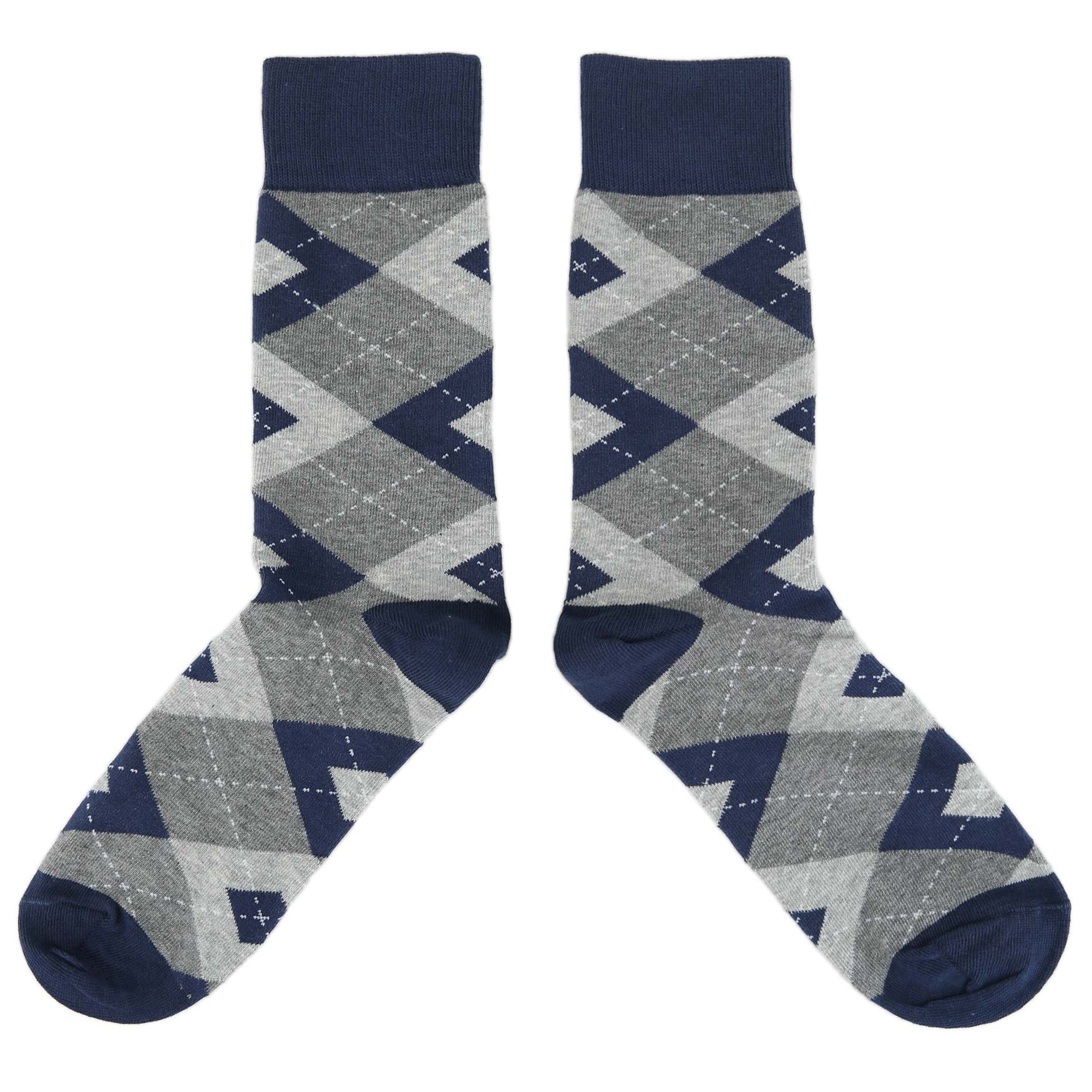 Navy-Grey-Argyle-Mens-Dress-Socks-Statement-Sockwear-overhead