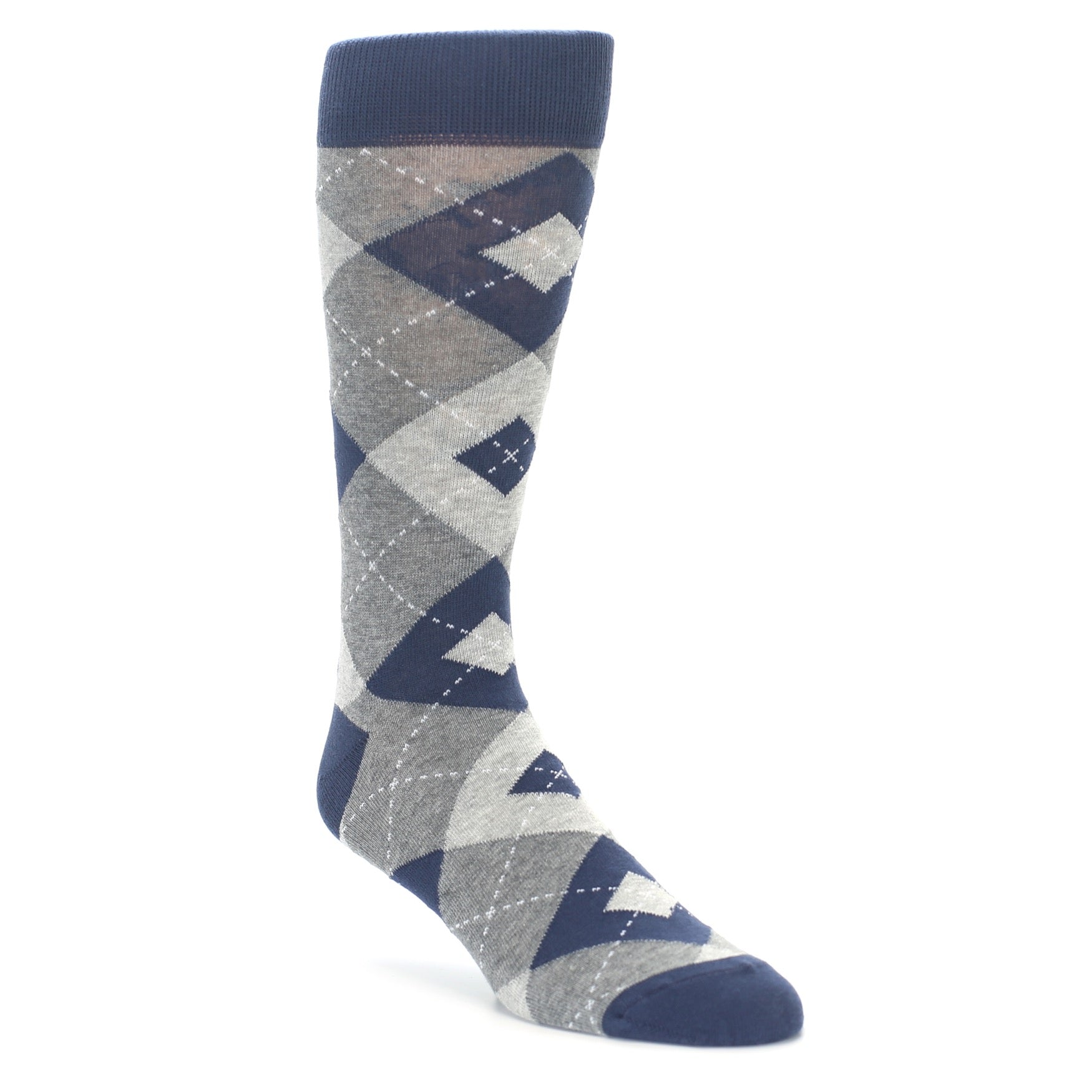 Navy Blue Gray Wedding Argyle Socks